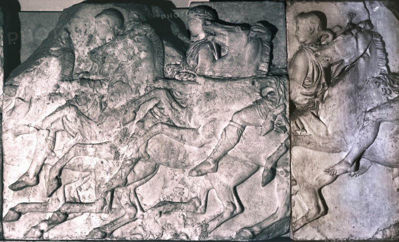 Riders and galloping horses from the north frieze of the Parthenon