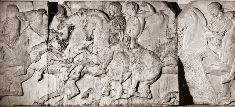 Riders and galloping horses from the north frieze of the Parthenon