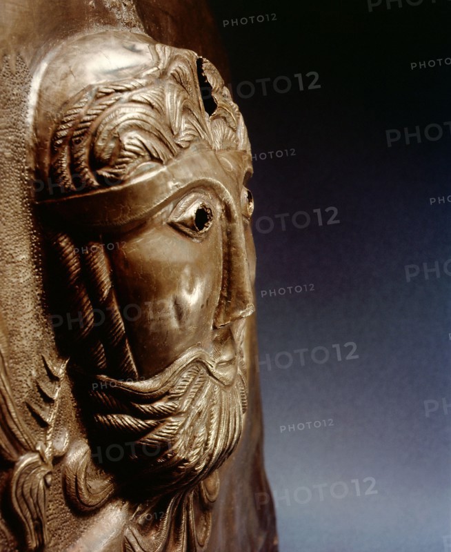 Detail from the Gundestrup cauldron, showing a bearded deity