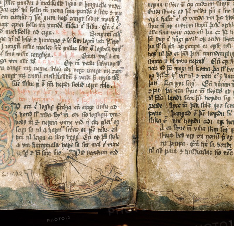 Page from the 16th century version of the Jonsbok the law code brought to Iceland from Norway