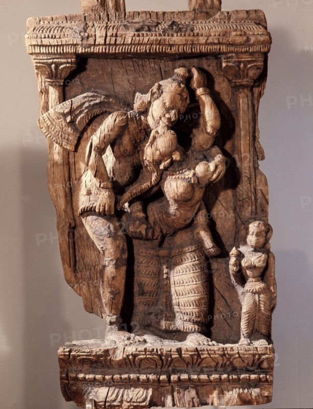 An erotic carving from a temple car