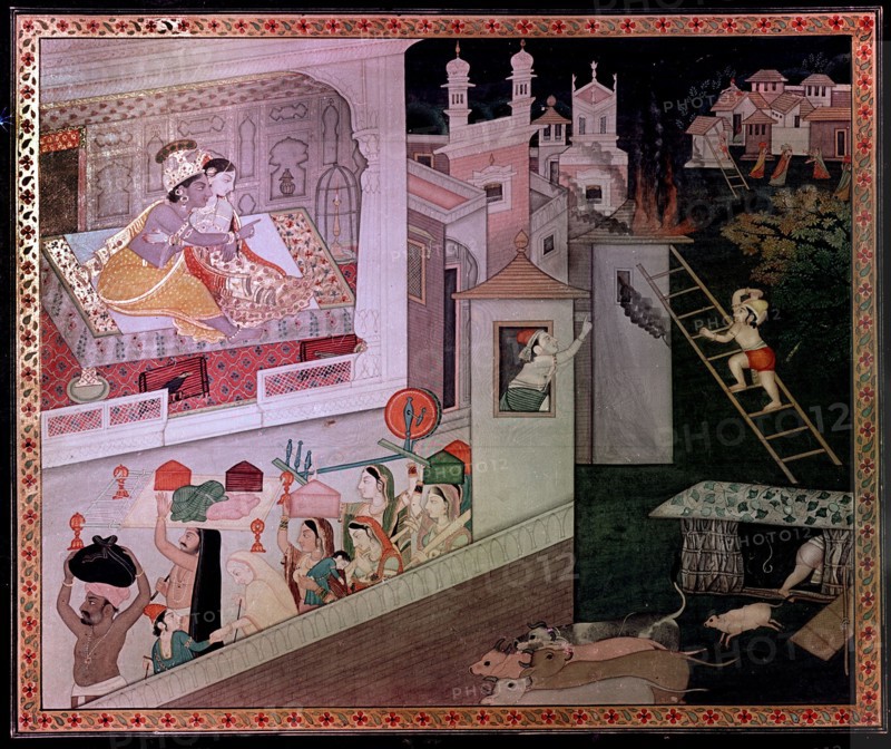 Illustrated page from the legend of Krishna
