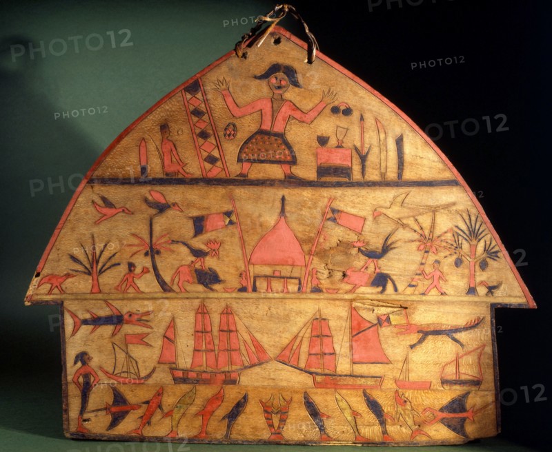 A painted board, or henta