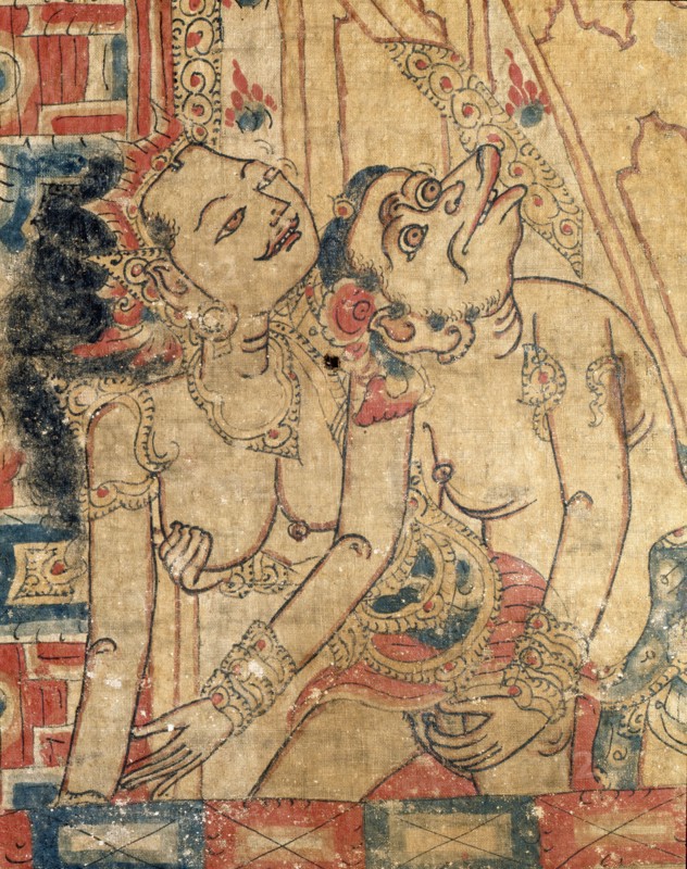 Cloth painting, probably used as curtains beside a temple couch
