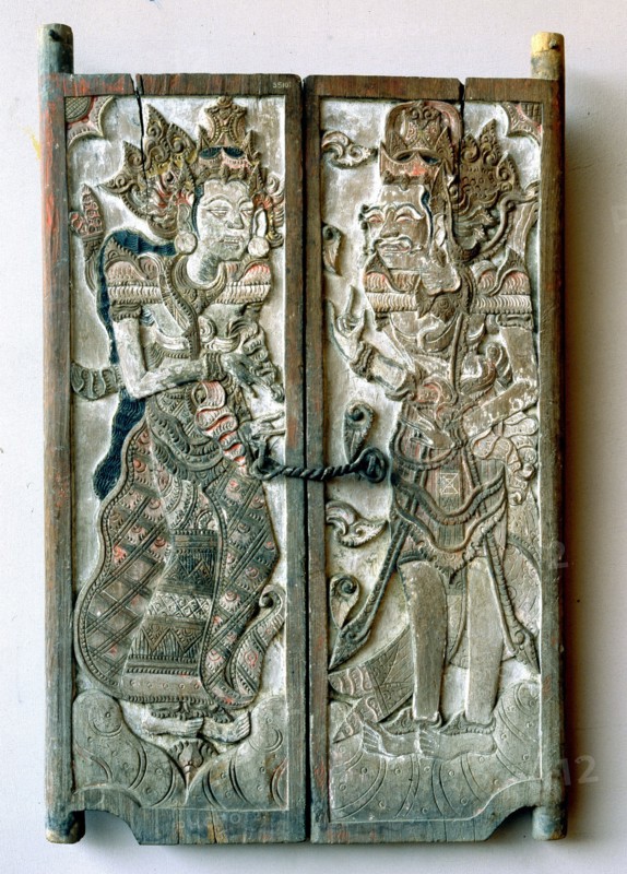 Wooden decorative panel from a Hindu temple
