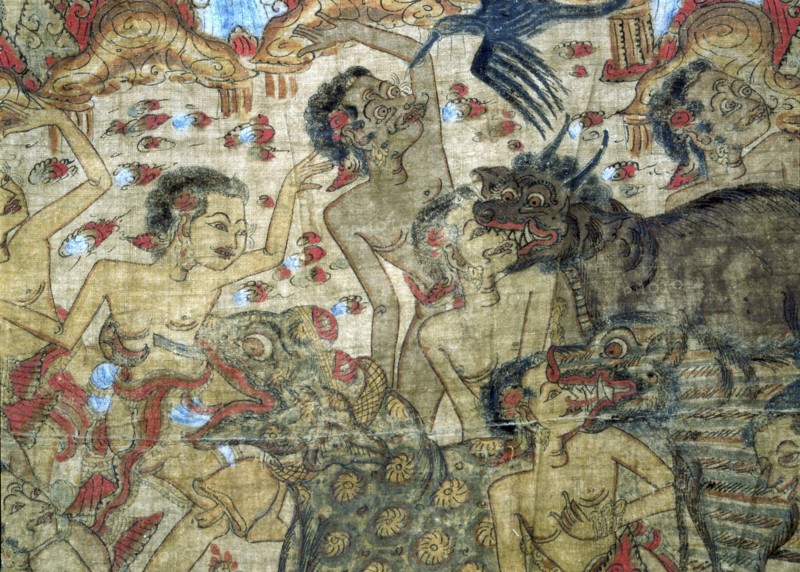 Cloth painting, probably used as curtains beside a temple couch