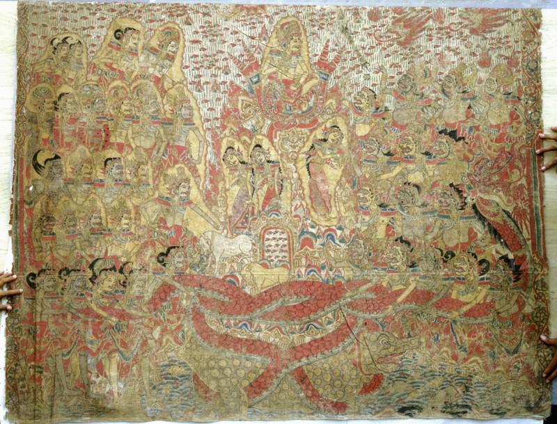Cloth painting, probably used as curtains beside a temple couch