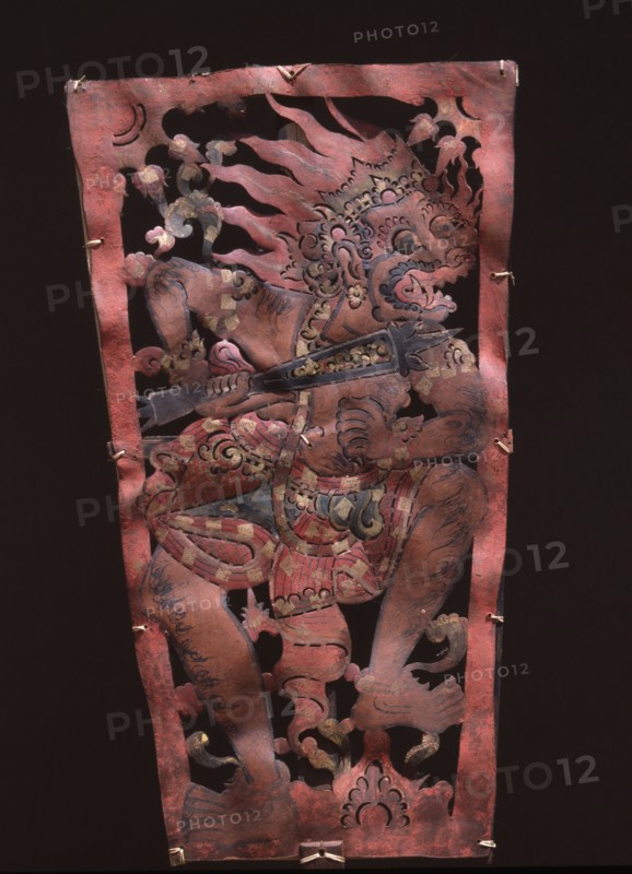 Wayang shadow puppet of Hanuman, monkey hero of the ancient Hindu epic, the Ramayana