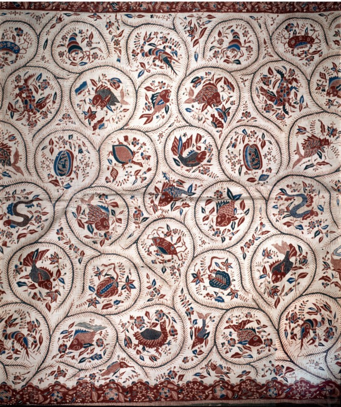 A batik sarong with Water Pictures design using the positive technique