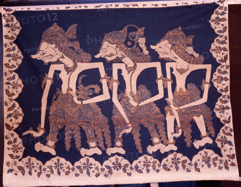 Batiks with wayang (puppet) design