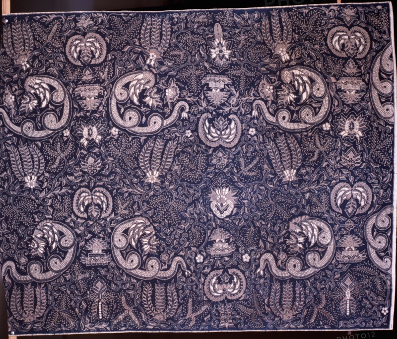 Detail of a batik kain panjang, (a cloth worn about the hips), with a design incorporating flowers and snake like Nagas