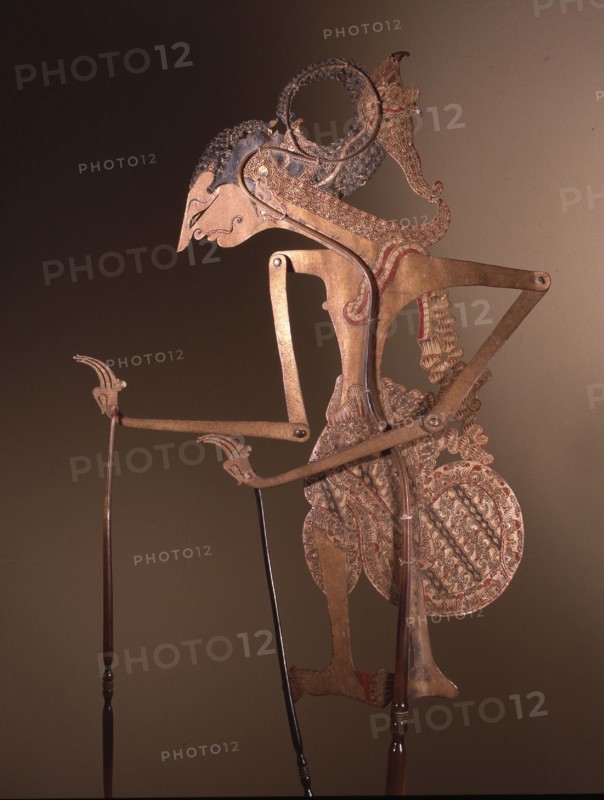 Wayang kulit shadow puppet used in popular all night performances, usually based on ancient Hindu epics such as the Ramayana