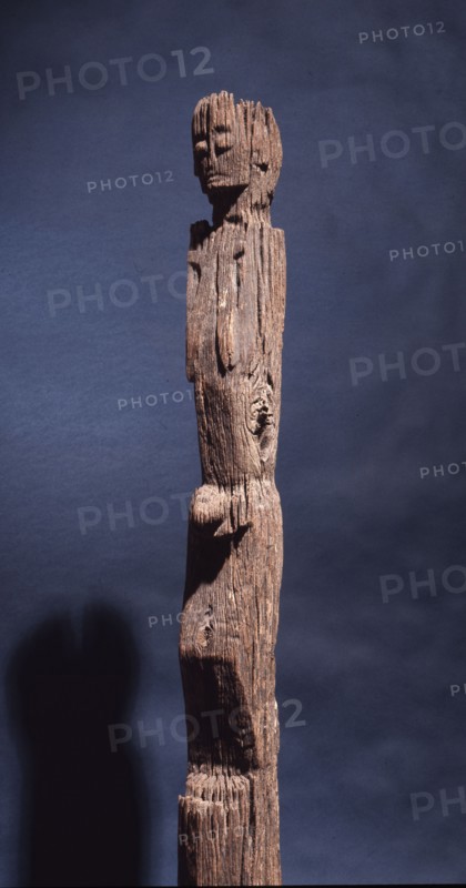 This figurative carving may be a bogy, serving as a site for a village guardian spirit, deterring strangers and enemies