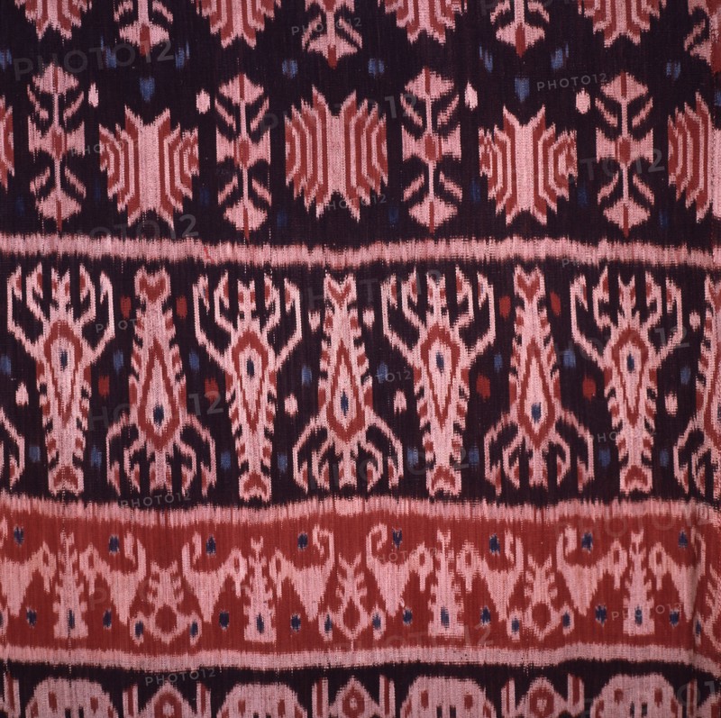 An Eastern Sumba noblemans mantle, hinggi, decorated by warp ikat, dying the threads prior to weaving