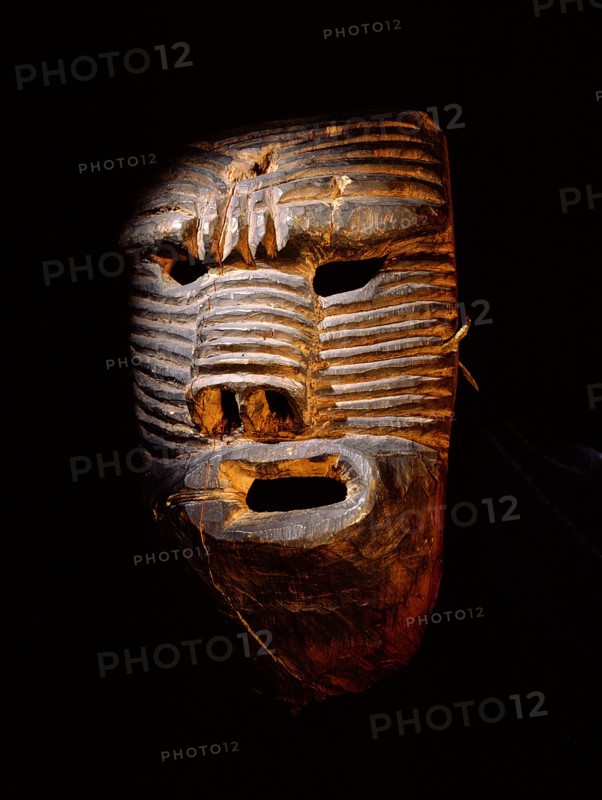 A mask worn by a participant in a dance and song contest during which disputes were settled by ridiculing opponents in front of the community