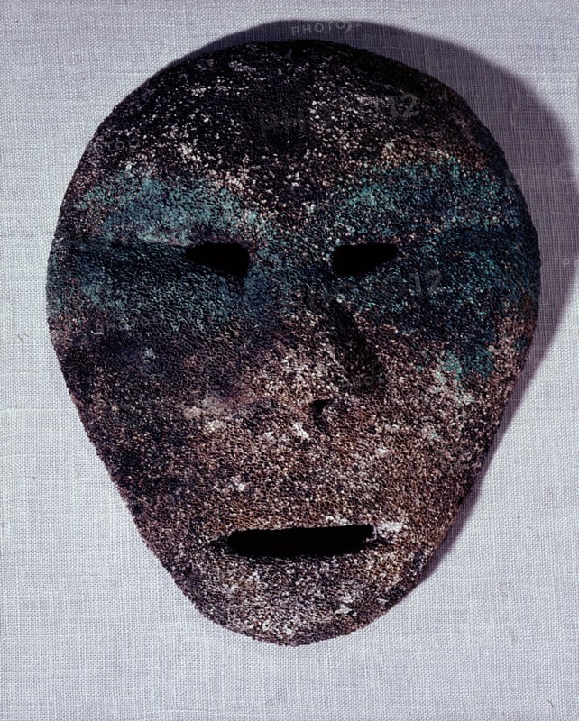 An Eskimo mask carved from the bone tissue of a whale