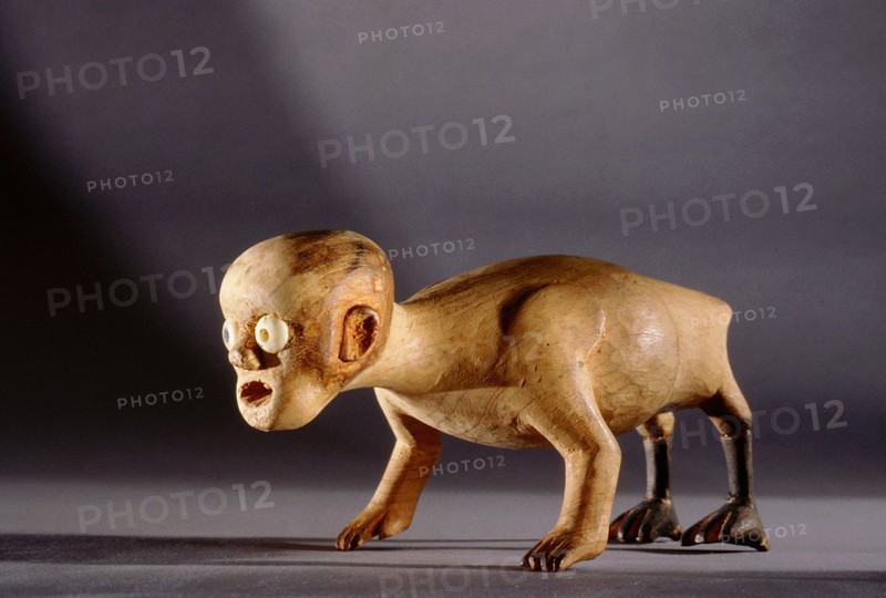Carving of Tupilak, a grotesque evil spirit which was half raven, half dead child