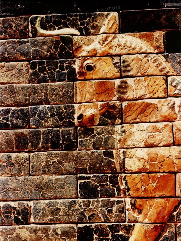 A reconstruction of the Ishtar gate which was decorated with polychrome glazed bricks and was built by Nebuchadnezzar II