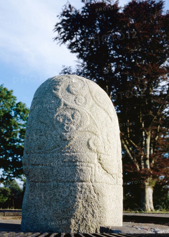 The Turoe Stone, found near a small ringfort in Feerwore, one of five decorated monoliths discovered in Ireland