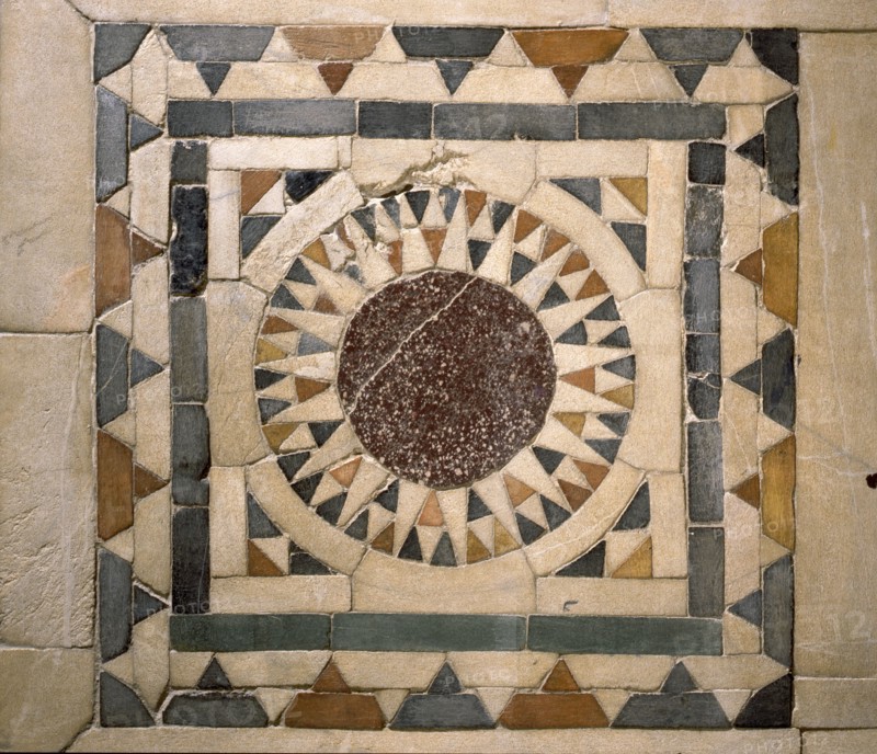 Stonework displaying the radiating starburst pattern, the medium of choice for decorating walls and floors