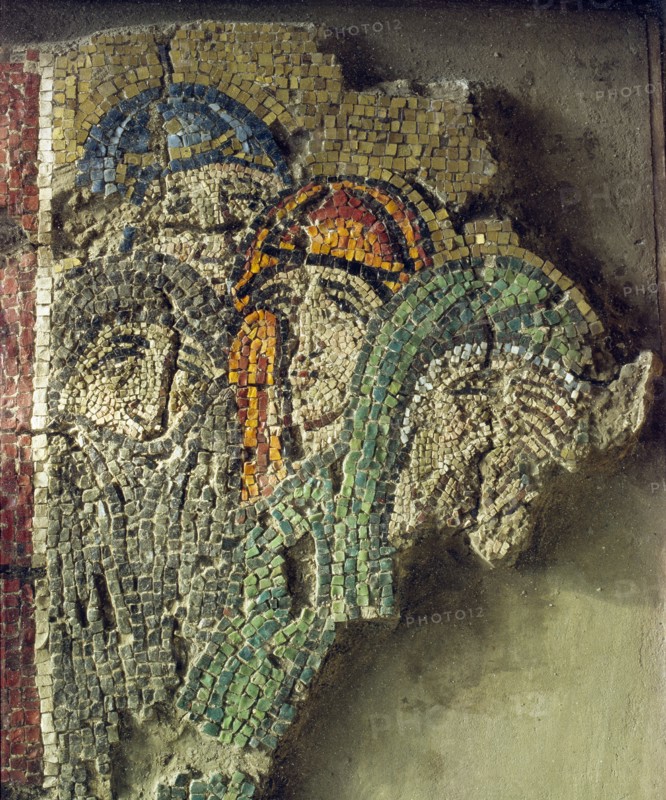 A mosaic of weeping women from the scene of the Deposition in the Baptistry of San Marco, Venice
