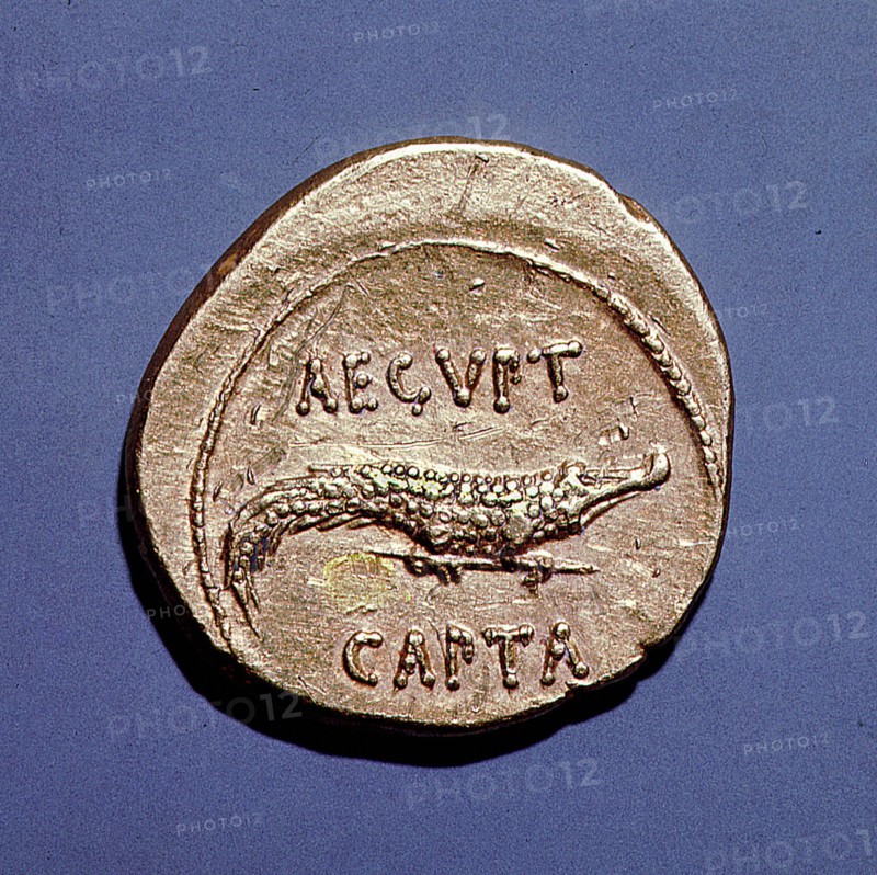 Coin issued to commemorate the defeat of Antony & Cleopatra