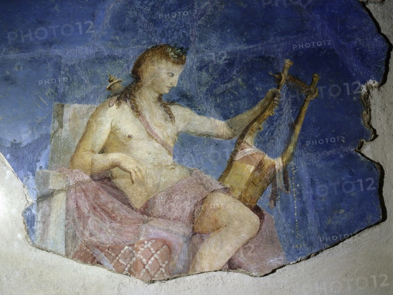 Fragmentary fresco showing the god Apollo