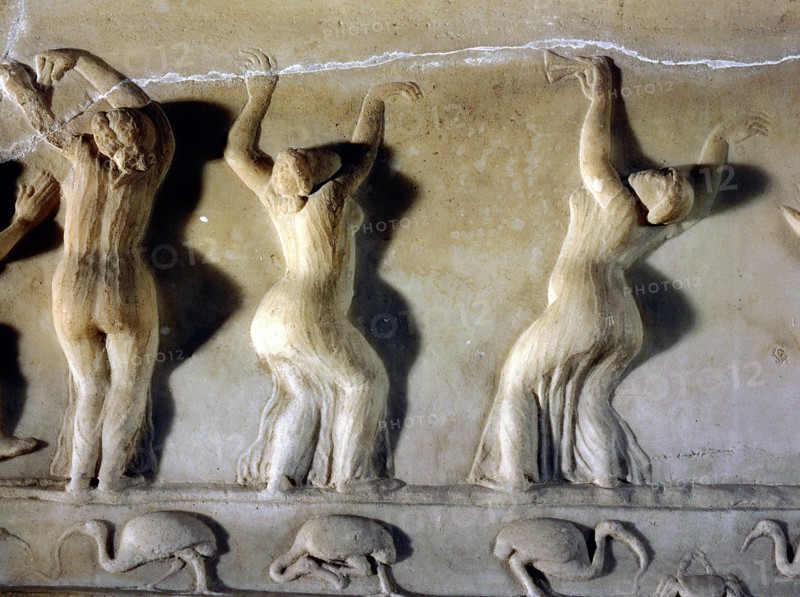 A relief found at Ariccia, south of Rome, which illustrates the celebration of religious rites in Egypt, identified by the ibises