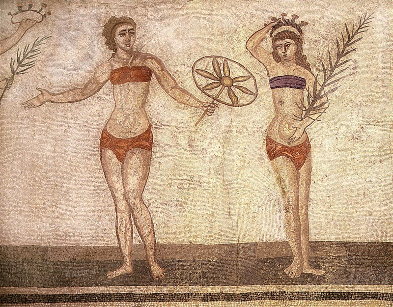 Detail of the Ten Girls Mosaic depicting women athletes