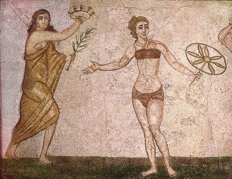 Detail of the Ten Girls Mosaic depicting women athletes