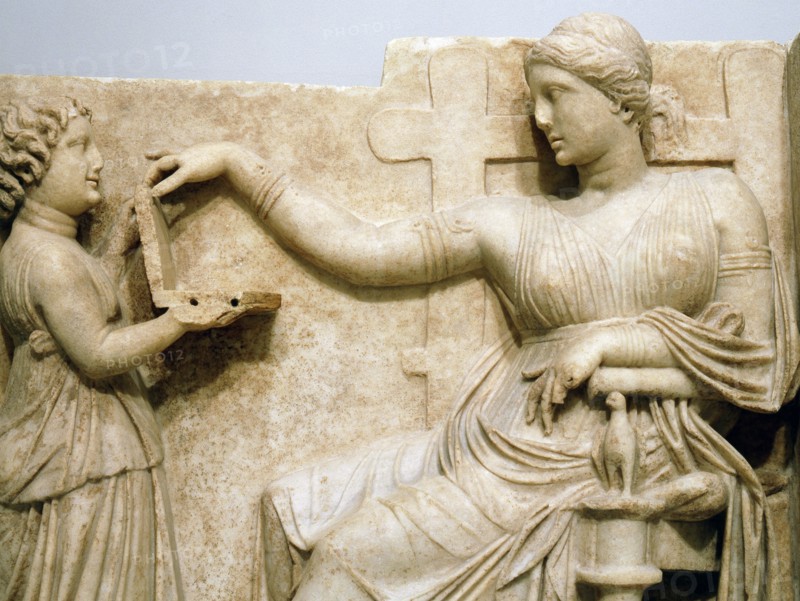 Relief showing a Roman woman and her servant