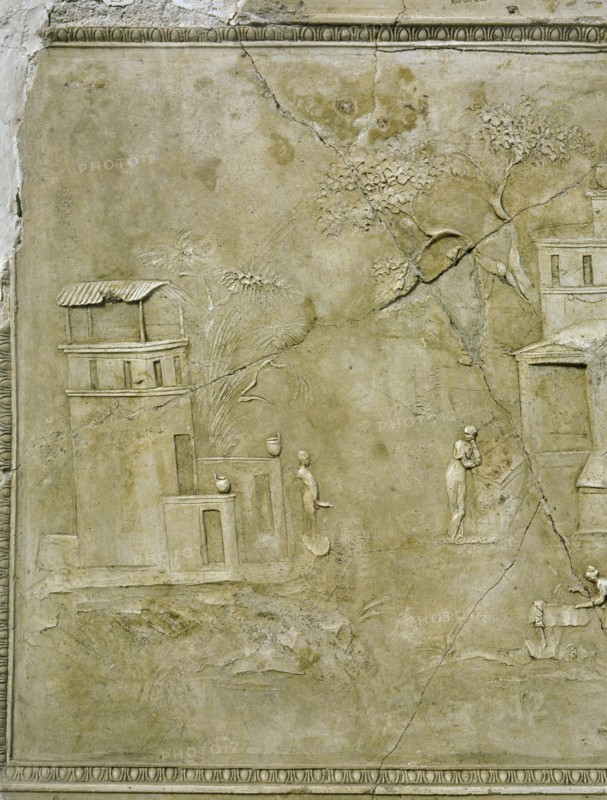 Stucco decoration from a house beneath the Villa Farnesina, Rome, dating from the late 1st C BC