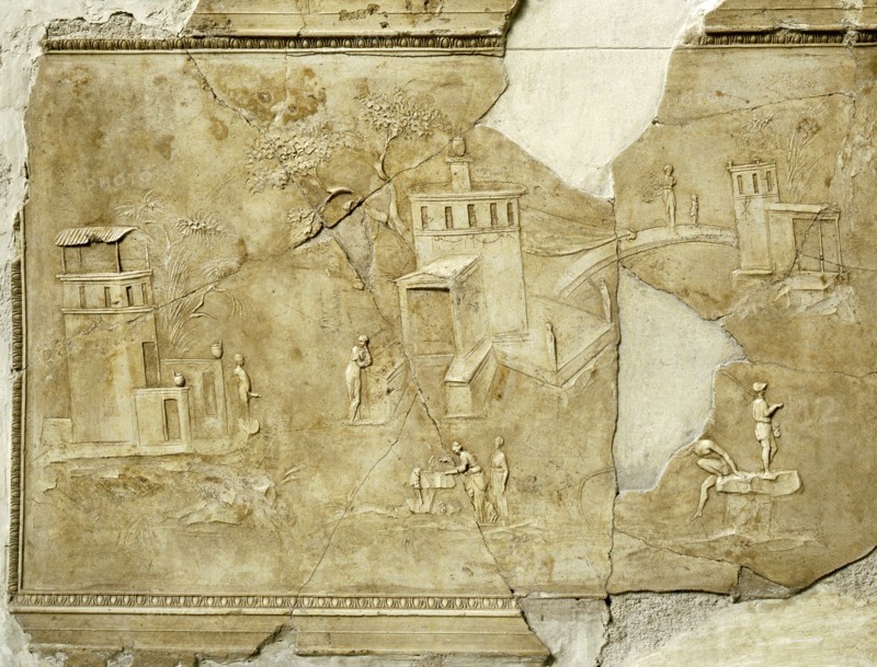 Stucco decoration from a house beneath the Villa Farnesina, Rome, dating from the late 1st C BC