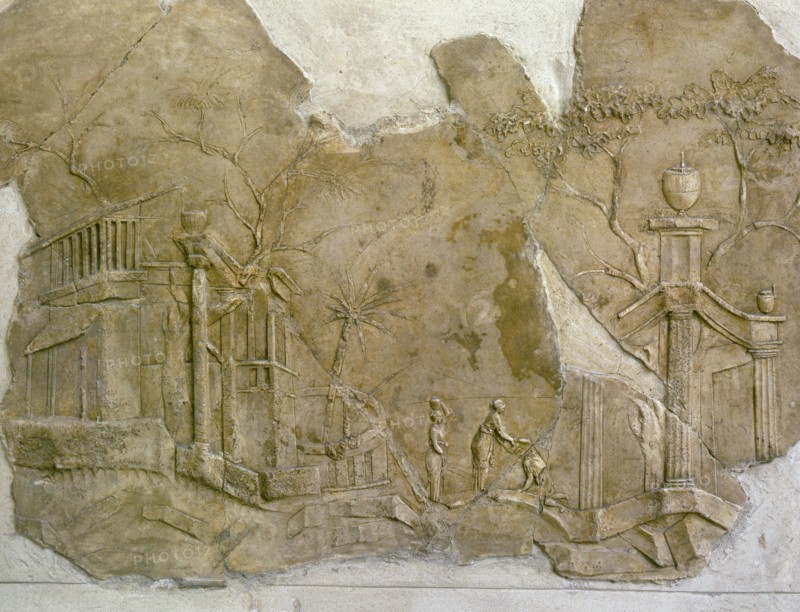 Stucco decoration from a house beneath the Villa Farnesina, Rome, dating from the late 1st C BC