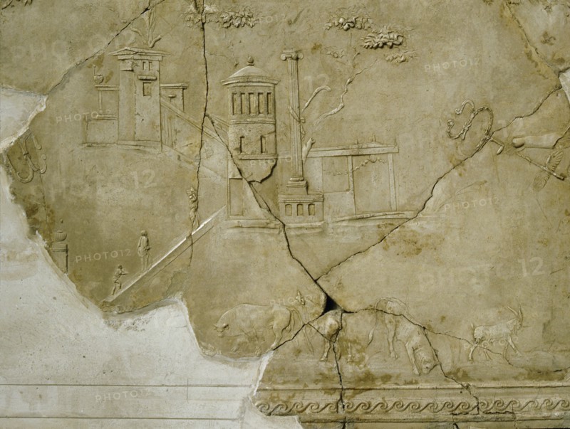 Stucco decoration from a house beneath the Villa Farnesina, Rome, dating from the late 1st C BC