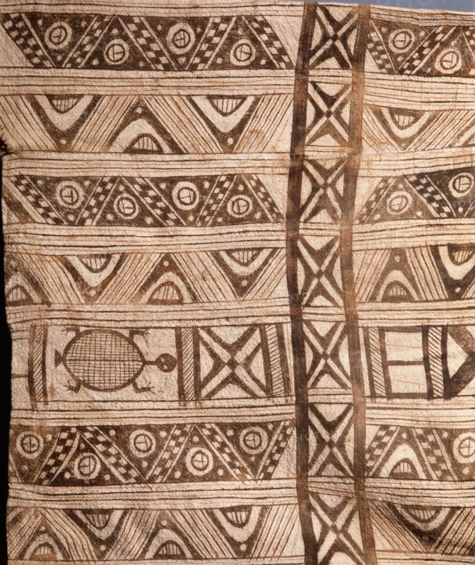 A painted cloth costume worn by a Senufo Poro society masquerader