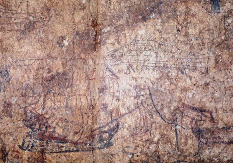 Wall drawings of ships made by Portuguese sailors at Fort Jesus