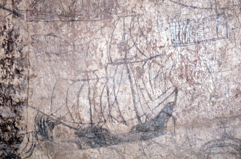 Wall drawings of ships made by Portuguese sailors at Fort Jesus