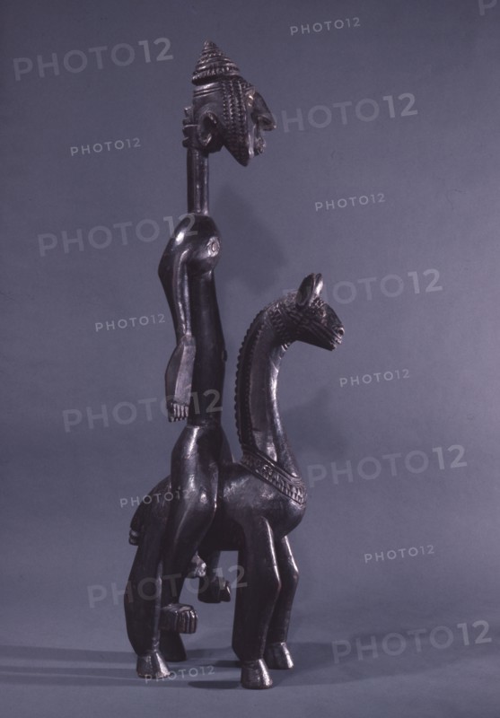 A rare Bamana equestrian figure, probably used as an offering reflecting prestige and desire for success on  the personal shrine of a wealthy man