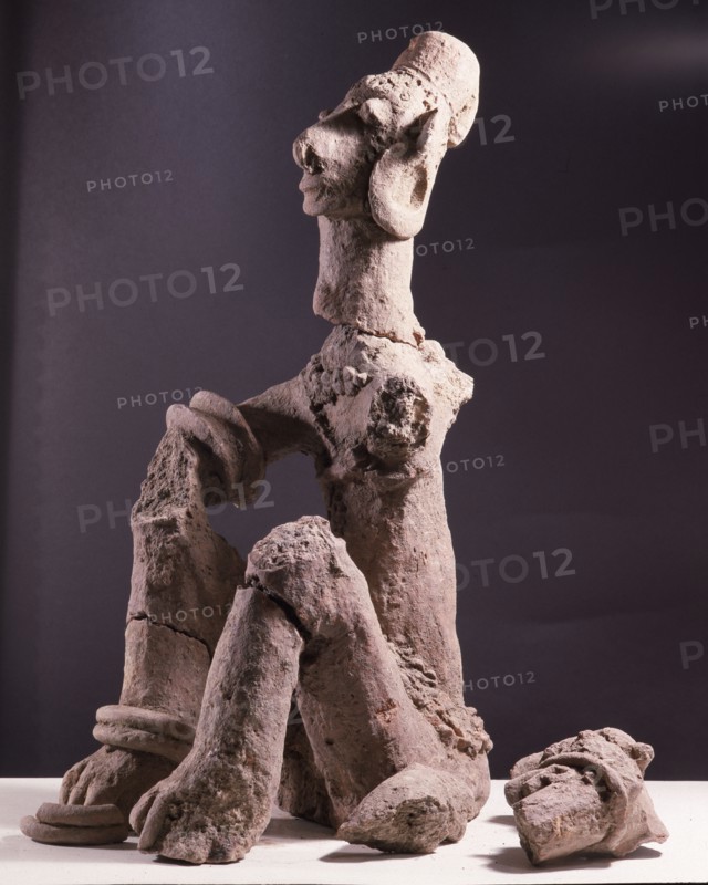 A terracotta figure excavated from a tumulus in the Djenne/Mopti area between the Niger and Bani Rivers