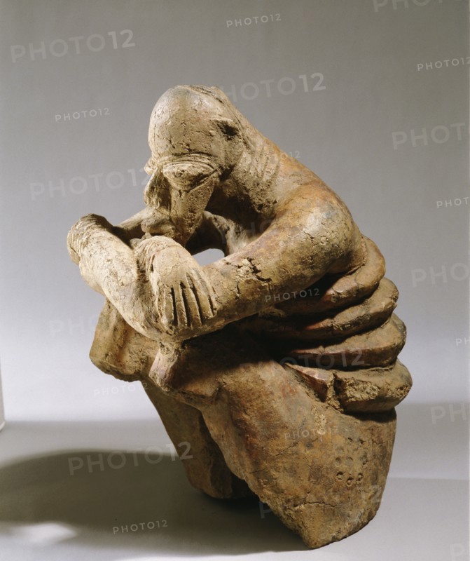 A terracotta figure of a man excavated from a tumulus in the Djenne/Mopti area between the Niger and Bani Rivers