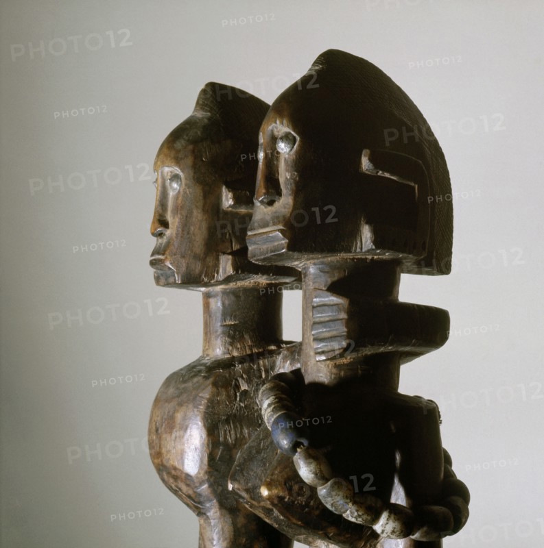 A Dogon sculpture of a couple, probably used as a prestige display at the funeral of a wealthy man