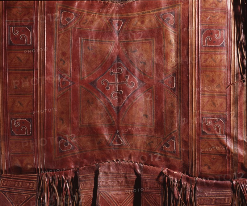 Saddlebag of ornamental leatherwork in a style widespread throughout the Sahara and Sahel