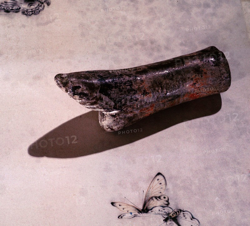 A model of a lily foot, possibly used as a teaching model for the process of binding girls feet with the aim of creating the tiny feet which were considered to be beautiful and erotic