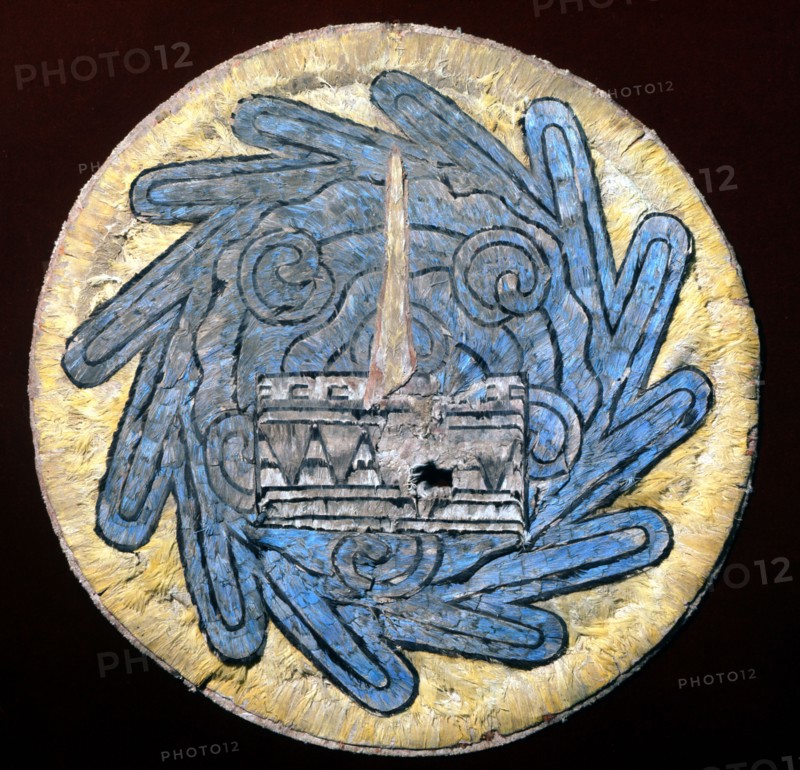 Disc used as a chalice cover, the only featherwork example from the early colonial period