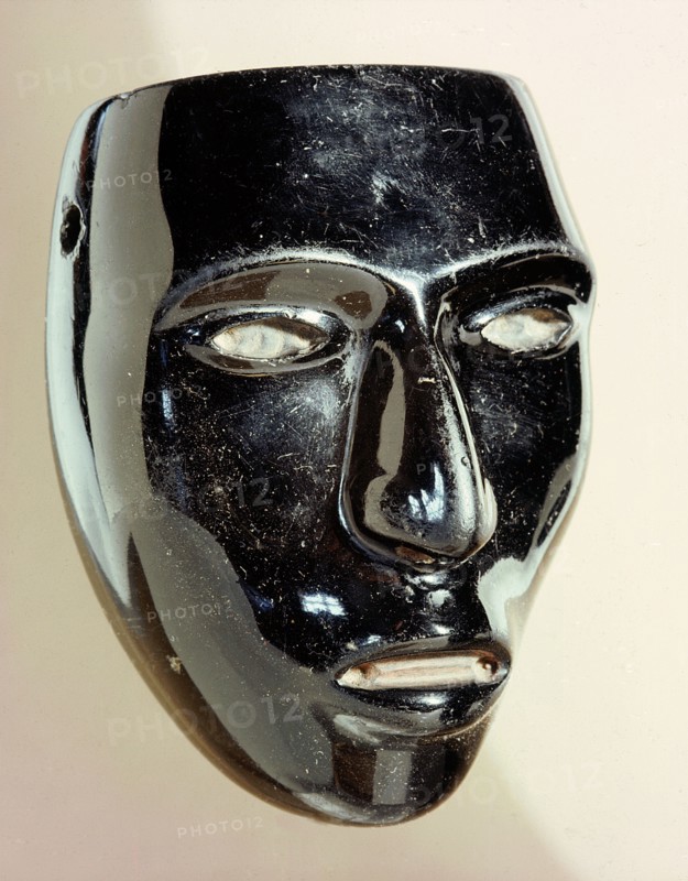 Miniature mask thought to represent Huitzilopochtlis lieutenant, Ixtilton