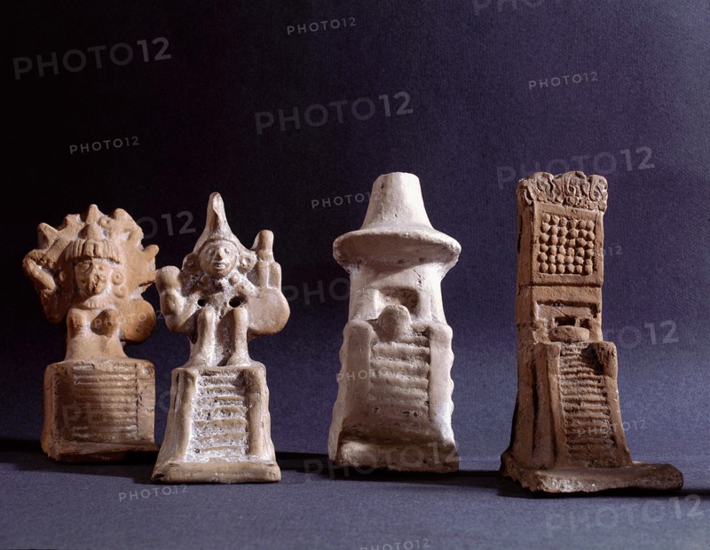 Figures of gods and temples from household shrines