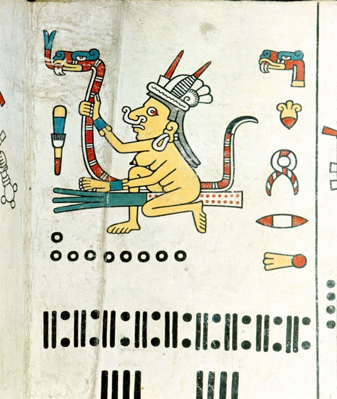 A panel from the Codex Fejervary Mayer shows Tlazolteotl, the goddess of witchcraft