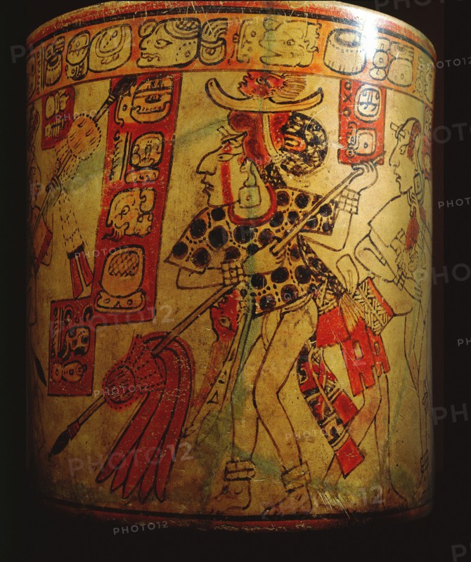 Polychrome vase decorated with eleven figures involved in battle