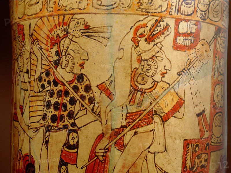 Polychrome vase decorated with eleven figures involved in battle